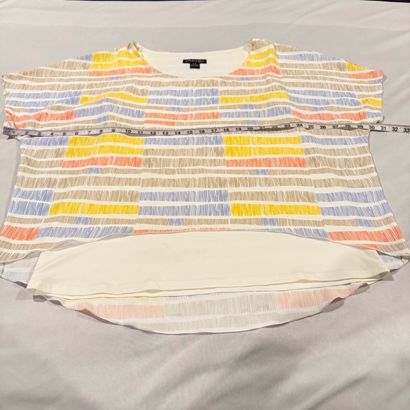 Michael Tyler Top Blouse Striped Lined Multicolor Batwing Sleeve Women’s Size L - Picture 11 of 16